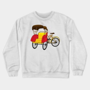 Pedicab rickshaw cartoon illustration Crewneck Sweatshirt